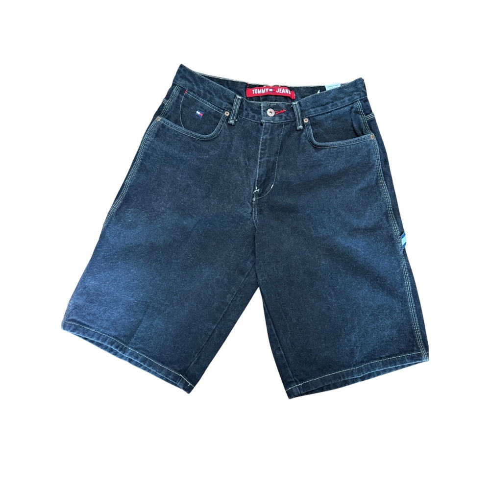 Tommy Jeans Recruit Carpenter Shorts Black Denim Vintage Y2K Size 32 Baggy Skate